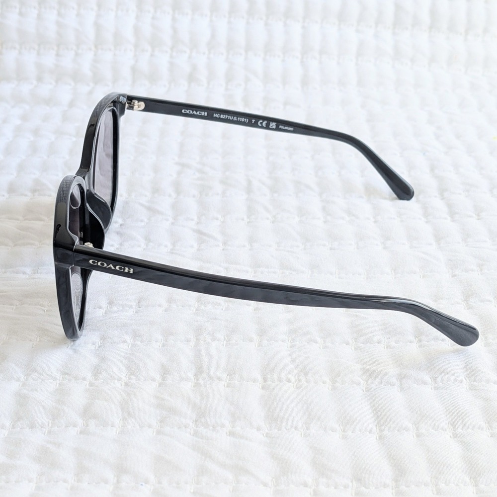 NWT Coach Square Frame Polarized Sunglasses HC8271U L1101 w Original Case Black - Picture 6 of 16